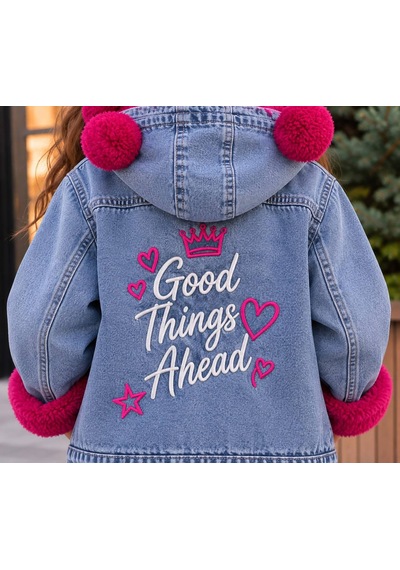 Toikids Kız Çocuk Kapüşonlu İçi Peluş Kürklü Kot Mont Kaban / Tek Parça Fuşya