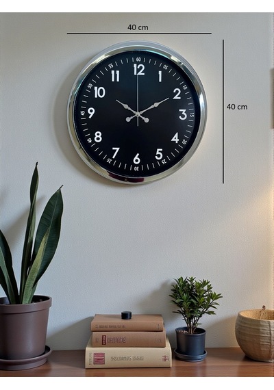 Klasik 40 Cm Krom Şık Metal Duvar Saati Çok Renkli