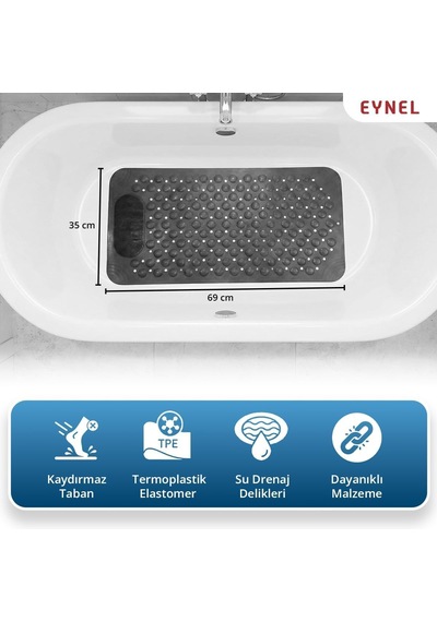 Tr Kaydırmaz Duş Matı, Vantuzlu Banyo Ve Duş Kaydırmazı, Duşa Kabin Küvet İçi Vantuzlu Banyo Paspası 35x69 C Diğer