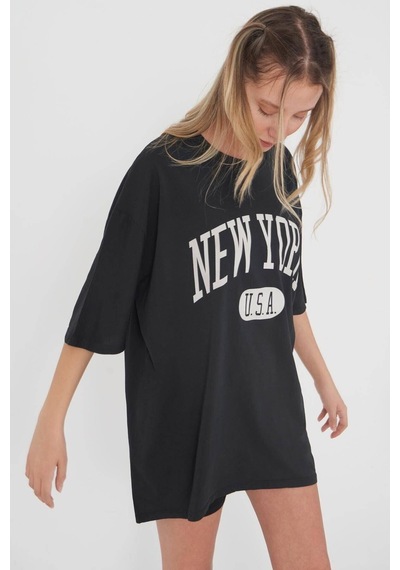 Blackjack Giyim Blackjackgiyim Baskılı Tshirt Newyork Siyah