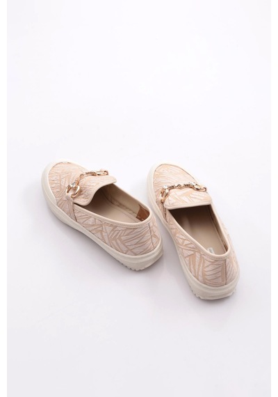 Dgn Pm373-k2001 Kadin Metal Aksesuarli Loafer Ayakkabi Ten Keten