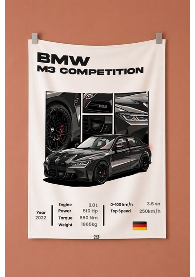 Bmw M3 Competition Dekoratif Duvar Örtüsü Duvar Halısı Reaste