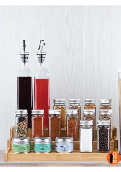 3 Katlı Bambu Stand Organizer, Baharatlık Düzenleyici