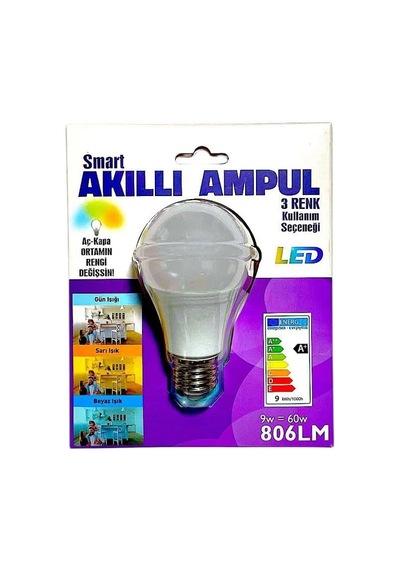 Tr Tek-iş Akıllı Led Ampul, 9w E27, 3 Renk Kademeli, Soğuk Beyaz