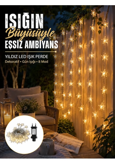 Dekoratif Yıldız Led Aydınlatma 20 Ledli 5 Metre Günışığı Yeni Nesil Çr
