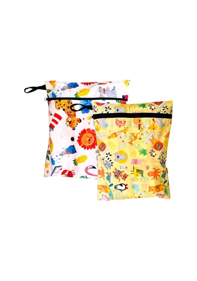 2 Adet Sıvı Geçirmeyen Çok Amaçlı Çanta, 30 X 35 Cm Jungle Ve 37 X 30 Cm Summer Desen, Yıkanabilir, Ekonomik Set Açık Mavi - Beyaz