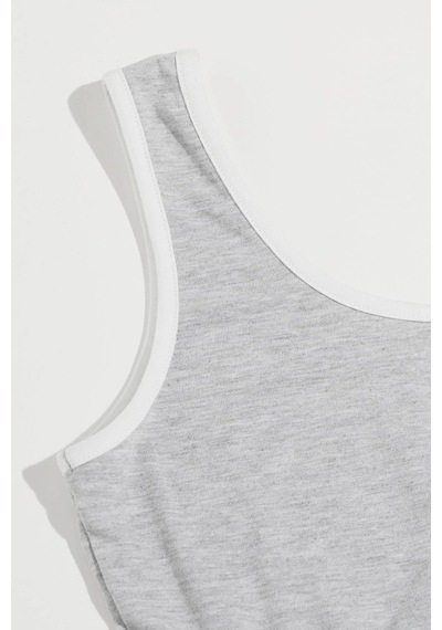 Epilons Zenviaatt2 Kadın Gri Askılı Crop Top Ve Şortlu Gecelik Takım Zenvi312