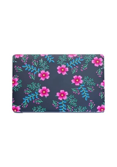 Macbook Air 13.6 İnç Çiçek Desenli Kılıf A2681 A3113 A3240 A3449 M2 M3 M4 M5 Uyumlu Kristal Parlak Sert Kapak Hard Case Pembe Mavi