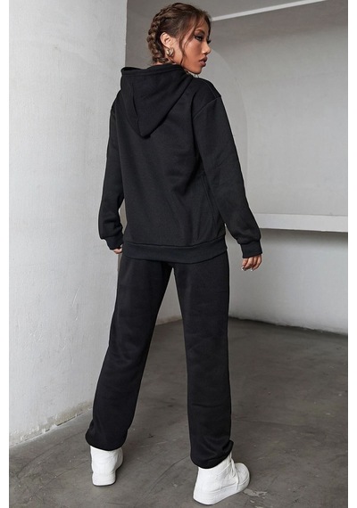 Uyguntarz Unisex Unisex Los Angles Baskılı Eşofman Takımı Siyah