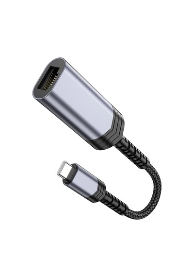 Hoco. Ua26 Tak Çalıştır Type-c To Rj45 100 Mbps Ethernet Dönüştürücü - Gri