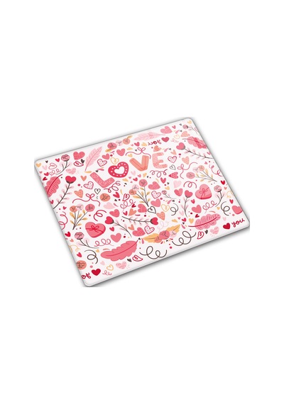 Decorita Cam Kesme Tahtası |Love - Renkli|29cm x 34cm