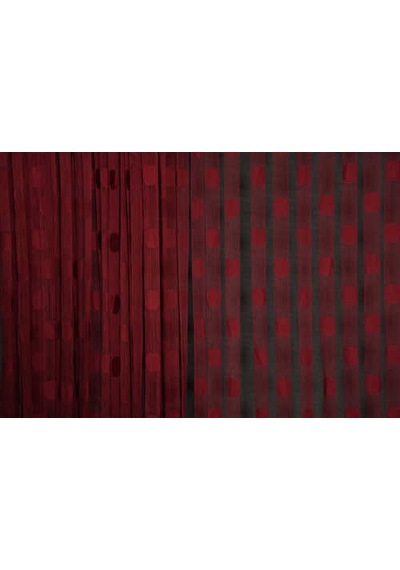 Puanlı Model Bordo Renk İp Perde Hazır Düğmeleri Dikilmiş İp Perde 300 270 Cm Bordo