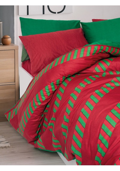 Cozy Home Festive Çift Kişilik Lastikli Çarşaflı Nevresim Takımı Holly Yeşil Yeşil