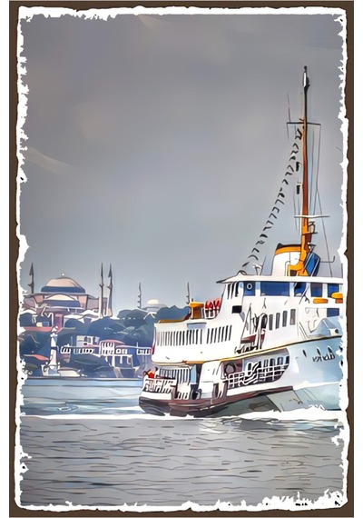 İstanbul Vapur Retro Ahşap Poster Özel İstanbul Koleksiyonu -hbb Renkli - 143034198