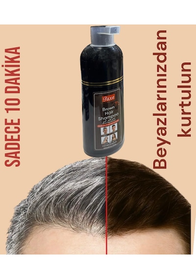 Paxe Brown Hair Shampoo Beyaz Saç Kapatıcı Şampuan Kahverengi Renk 400ml
