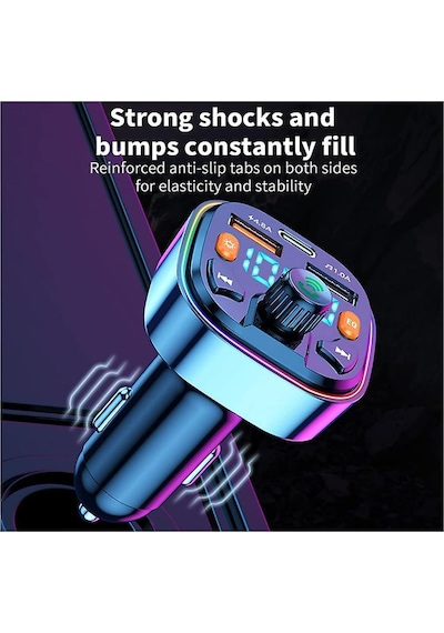 Bluetooth Car Adapter Bluetooth 5.0 Fm Radio Transmitter Radio Adapter Car Kit Bluetooth Car Charger Adapter Pd+qc3.0 Black