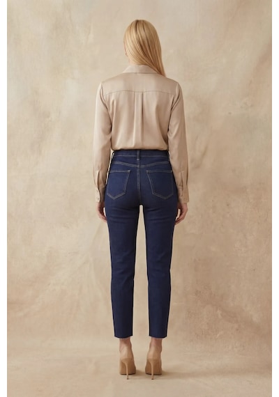 Hiccup My Fashıon Yüksek Bel Dar Kesim Skinny Kot Pantolon Lacivert 03