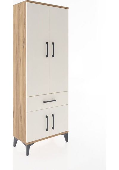 Arges Dolap 3 Raflı Tek Çekmeceli 4 Kapaklı 60x30x163 Çam-aytaşı Çam