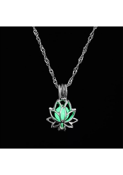 Karanlıkta Parlayan Lotus Çiçeği, Kum Saati, Desenli Ay Kolye Set Çok Renkli