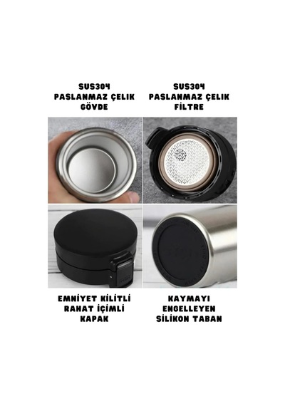 400ml Filtreli Rahat İçim Kilitlenebilir Paslanmaz Çelik Termos Kahve Mug Bpa İçermez Kırmızı Çok Renkli