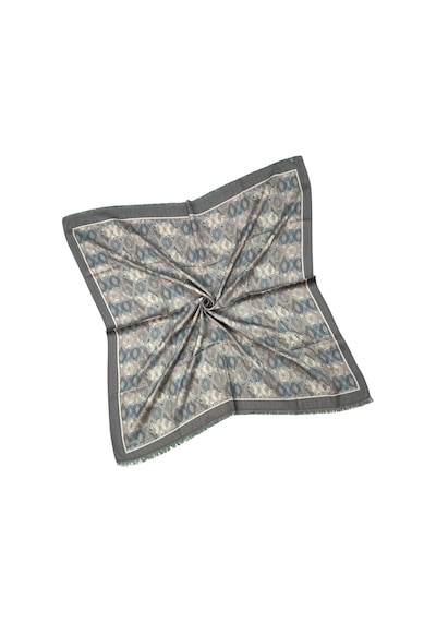 Mim Eşarp Ebruli Kışlık Desenli Eşarp 95x95 Cm Vizon - Mavi