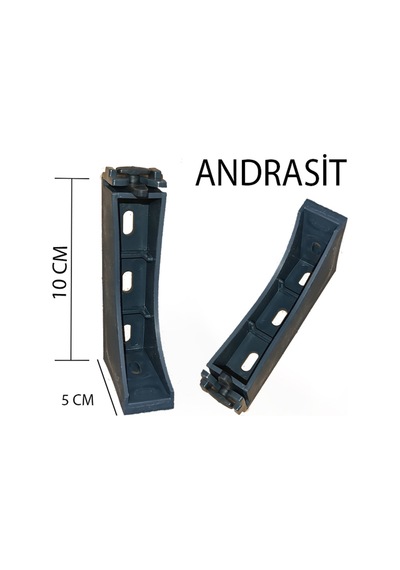 Perdemix Dekoratif Ray Montaj Aparatı Uzun Ayak 10 CM 4 Adet Antrasit