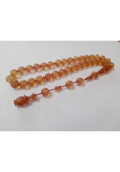 Soma Tesbih Ateş Kehribar Sarı Kalem İşçilik 9 x 9 CM Tesbih