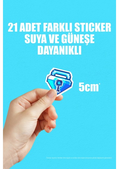 Growtopia Video Oyun Telefon Laptop Bullet Journal Yapışkanlı Folyo Sticker Paketi 21 Adet Çok Renkli