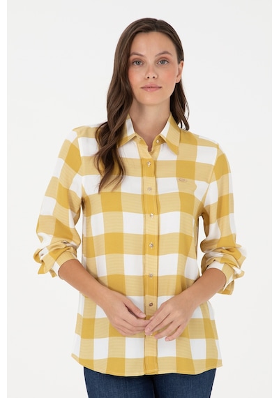 U.s. Polo Assn. Kadın Koyu Sarı Gömlek Desenli 50291096-vr094 Koyu Sarı