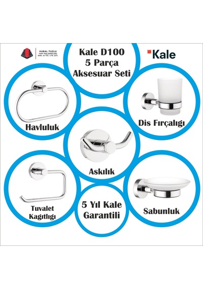 Kale D100 Banyo Aksesuar Seti 5 Parça Kaliteli Set 7517799055 Krom