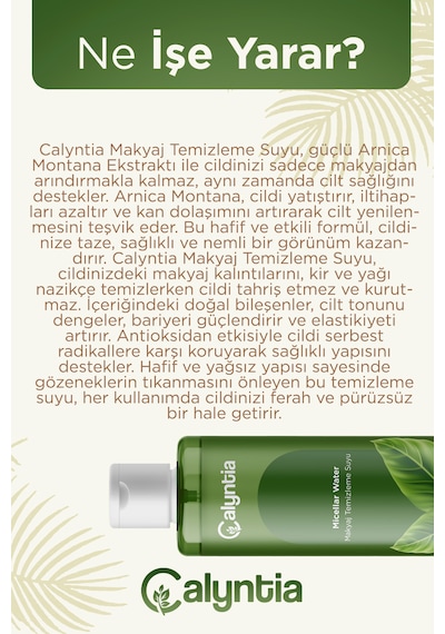 Calyntia  Tüm Ciltler İçin Makyaj Temizleyici Micellar Su, Arnika Montana 100 Ml