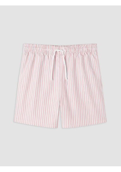 Lcw Swımwear Pembe Kısa Boy Beli Lastikli Çizgili Erkek Deniz Şortu