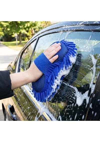 Buffer Mikrofiber Oto Yıkama Eldiveni Kalın Süngerli Araç Temizleme Bezi, Araba Yıkama Eldiveni