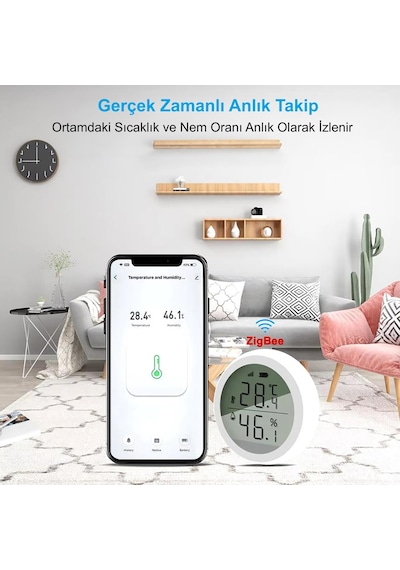 Hymark Zigbee Tuya Akıllı Yaşam Uygulaması Sıcaklık Nem Sensörü L 1 Adet