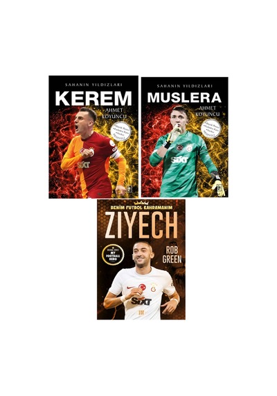 Sahanın Yıldızları Kerem -muslera - Ziyech Büyük Poster Sticker Futbolcu Kartı Hediyeli 3 Kitap