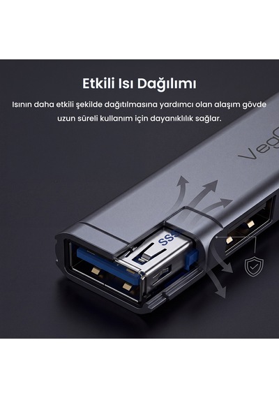 Veggieg 4 Portlu Type-c To Usb 3.0 + 3 Usb 2.0 Çoklayıcı Dönüştürücü Usb Hub
