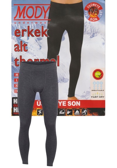 Erkek Kışlık Antrasit Renk Likralı Mody Termal Alt İçlik Antrasit Alt