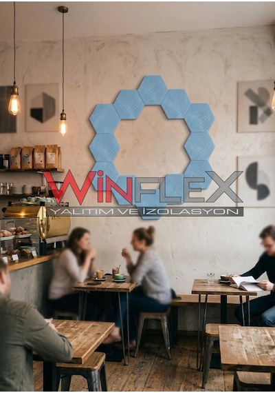 Winflex 12'li Altıgen Akustik Kumaş Panel 17x20 Cm Turkuaz