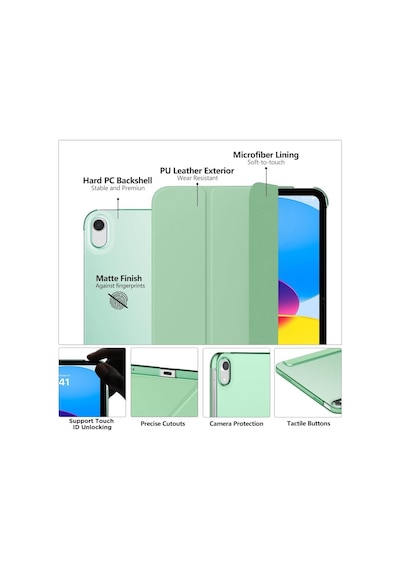 Apple Uyumlu iPad 10. Nesil 10.9 Kılıf Uyku Modlu Pu Deri Smart Standlı Case A2696 A2757 A2777 Kapaklı Kılıf