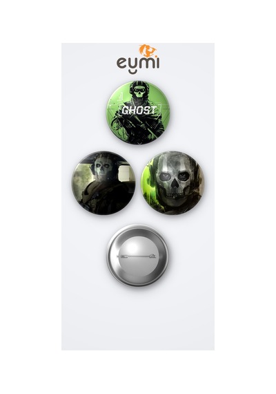 Call Of Duty Oyunu Ghost 3'lü Metal Rozet Seti 58mm İğneli Buton Çanta Yaka Rozeti Çok Renkli