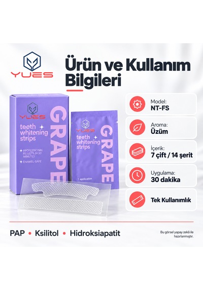 Yues Nt-fs Üzüm Aromalı Diş Beyazlatma Şeridi 7 Çift 14 Adet