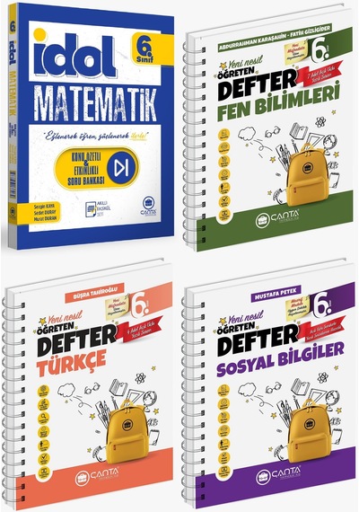 Çanta 2025 6. Sınıf İdol Konu Özetli Matematik + Türkçe + Fen + Sosyal Öğreten Defter Seti 4 Kitap