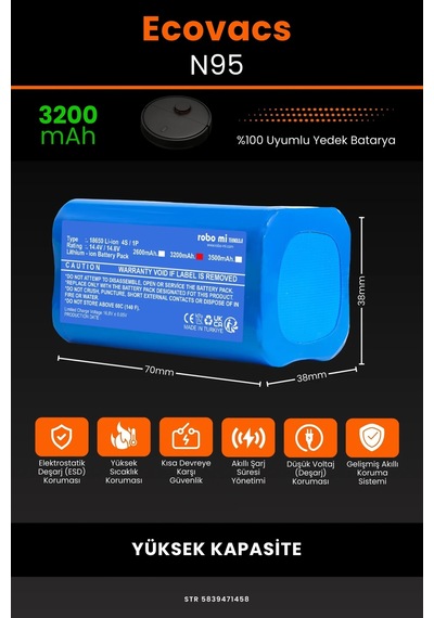 Ecovacs Deboot N95 3200mah Robot Süpürge Bataryası