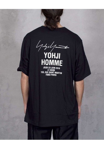 Flood Of Style Erkek Siyah Yohjı Homme Baskılı Oversize Bisiklet Yaka Tshirt