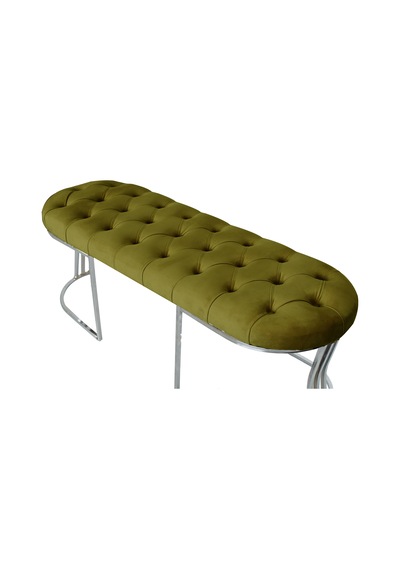 VİEGO SILVER HARDAL-Kapitoneli Model Puf&Bench&Koltuk-Oturak-Uzun Makyaj Puff-Yatak Odası Ucu&Önü