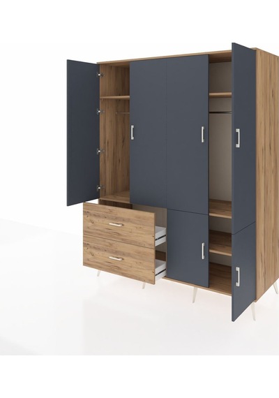 Kronos Gardrop 5 Raflı 2 Çekmeceli 2 Askılı 176x59x221 Çam-antrasit/çam Antrasit/çam Kronos Gardrop 5 Raflı 2 Çekmeceli 2 Askılı 176x59x221 Çam-antrasit/çam Antrasit/çam