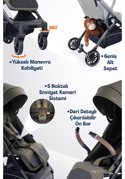 Prego Lotus Pro Kabin Boy Bebek Arabası - Tek Elle Katlanır -Hafif -UV Tenteli - Yağmurluk-Ayak Örtüsü-Kılıf