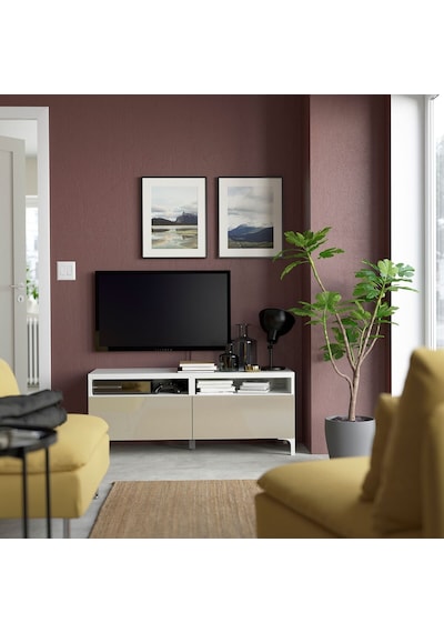 Tv Sehpası, Beyaz-parlak Cila-bej, 120x42x48 Cm, Selsvıken, Fren Raylı Beyaz Tv Sehpası, Beyaz-parlak Cila-bej, 120x42x48 Cm, Selsvıken, Fren Raylı Beyaz