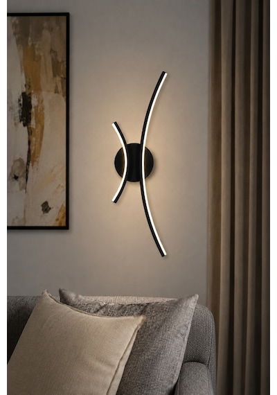 Yumi Modern Led Duvar Apliği Günışığı Siyah