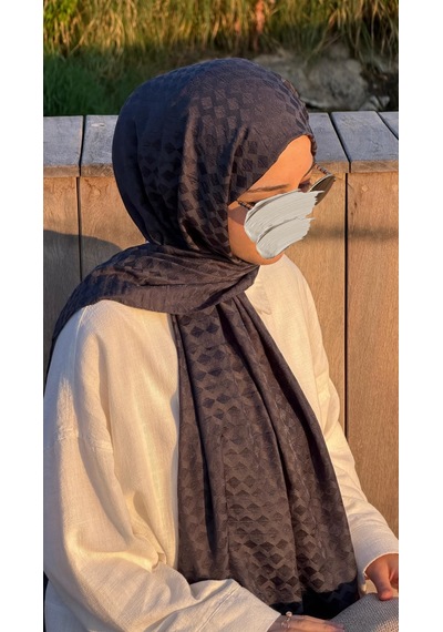 Qalortex Scarf Premium Pamuklu Jakar Şal-antrasit